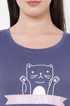 Soie Cotton Modal Knee Length Nightdress - Blue — thumbnail 6